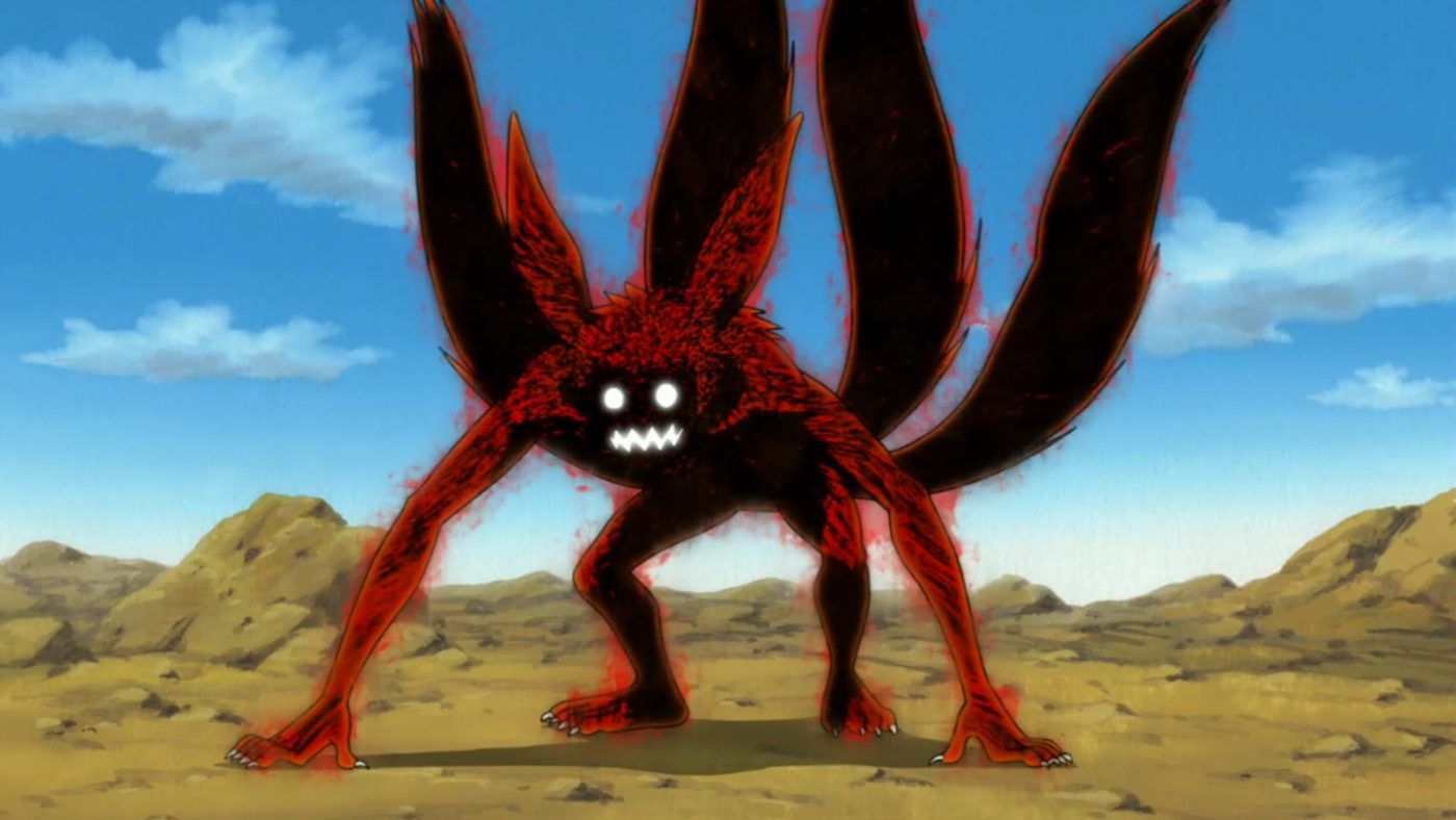 Naruto transformé par le chakra de Kyûbi, forme à quatre queues